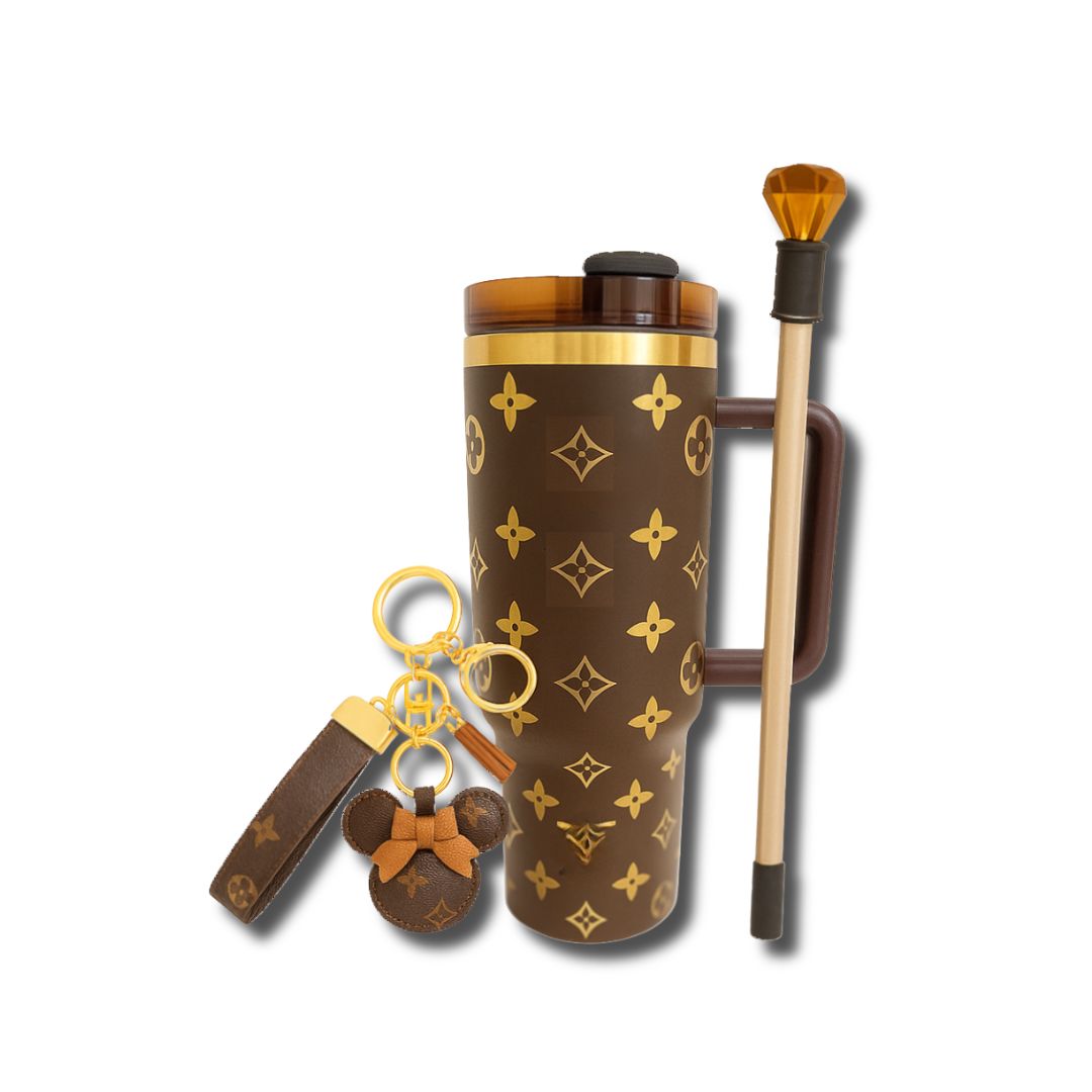 Ultimate Bundle Offer - 40oz Luxury Quencher Tumbler + Luxury Keychain + Gem Straw Topper